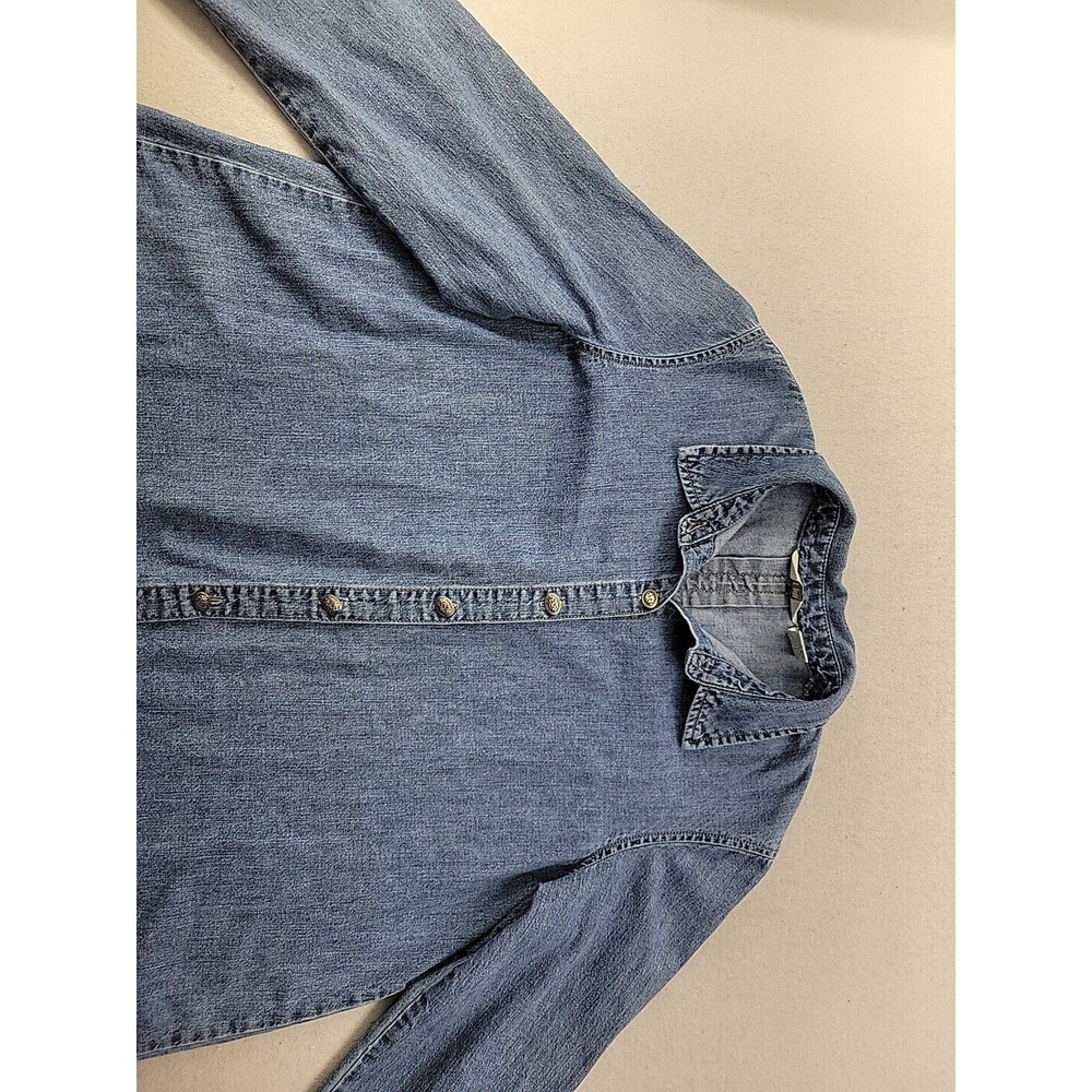 J. Jill Women's XS Blue Jean Denim Casual Collared Button-Up Blouse Western LS - Picture 2 of 10